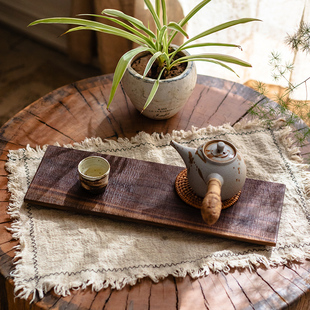 黑胡桃木茶盘托盘复古中式茶道茶具摆放置物盘日式侘寂风茶托杯垫