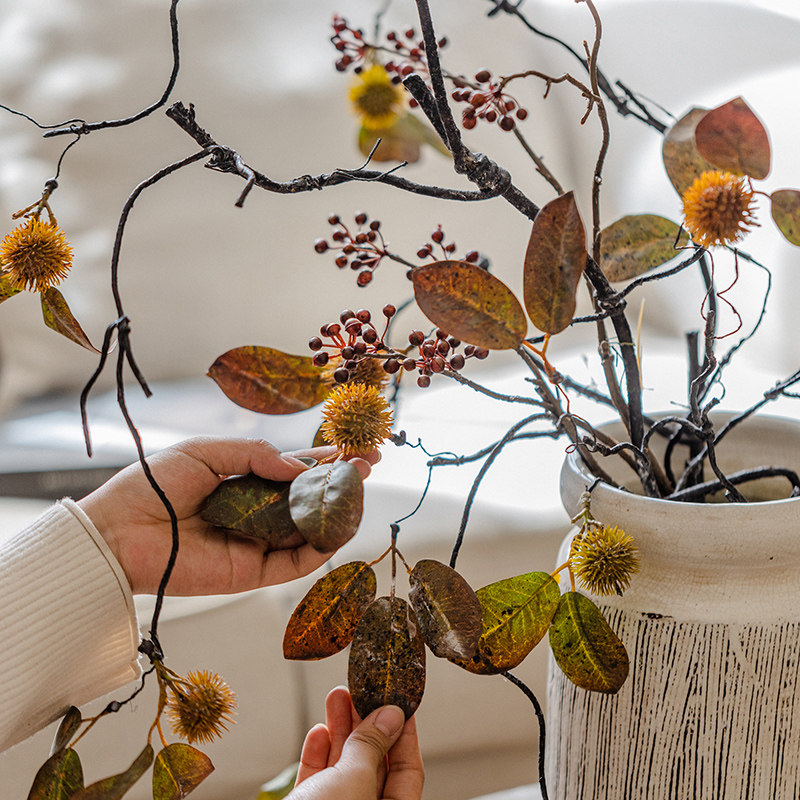 仿真花干花果实干枯树枝秋叶藤条禅意样板间软装花艺客厅装饰摆件,家居饰品,仿真花/假花,淘宝优惠券,粉丝福利购,淘宝优惠卷