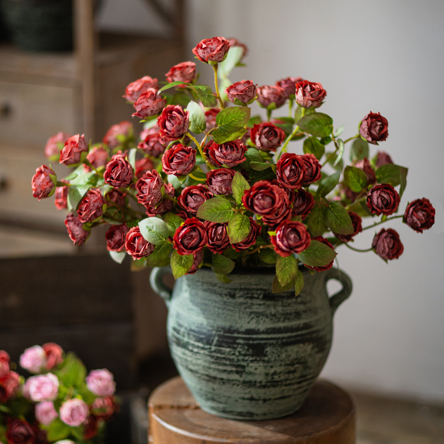 复古玫瑰仿真花假花摆设高级感