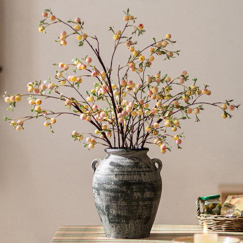 复古侘寂风仿真蓝莓干花桌面摆件