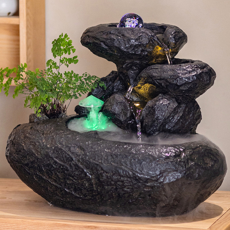 仿石流水摆件循环水侘寂风装饰民宿酒店招财茶室茶桌面造景中古风,家居饰品,流水摆件,淘宝优惠券,粉丝福利购,淘宝优惠卷