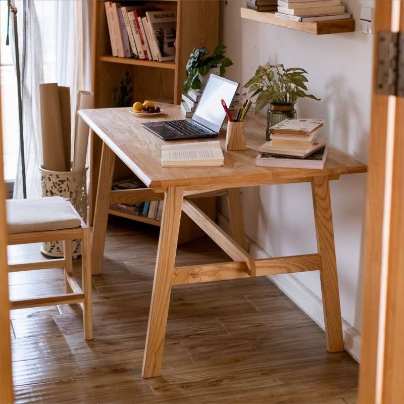 白蜡木实木电脑桌长方形原木桌子简约日式餐桌办公桌子书桌学习桌