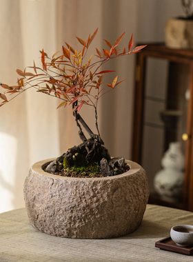 掬涵中式禅意仿石茶室造景花盆