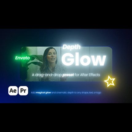 AePr文字logo辉光发光特效预设Depth Glow