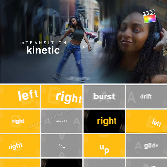50个快闪动感文字过渡转场FCPX插件 mTransition Kinetic