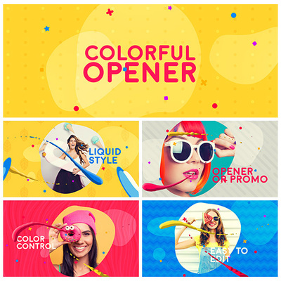 靓彩时尚动感开场片头AE模板含音频 Colorful Opener