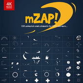 100个卡通动漫流体线条MG动画元 素FCPX插件 mZap