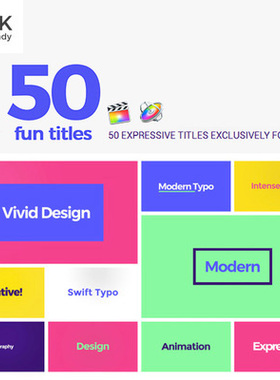 50个节奏动感文字标题动画预设FCPX字幕插件 mTitle POP
