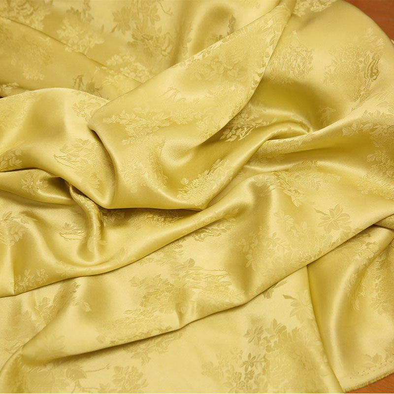 全真丝透孔花萝提花缎 19姆米完全不透桑蚕丝绸面料布料