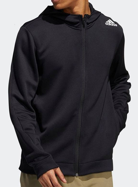 Adidas阿迪达斯 男款休闲运动透气健身舒适戴帽外套 H29171