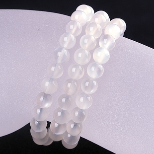 天然白月光石手链 强白光效应三圈佛珠白月光手串饰品 白月光