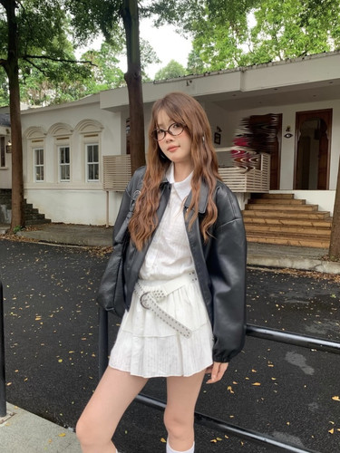 小个子短款皮衣美式复古
