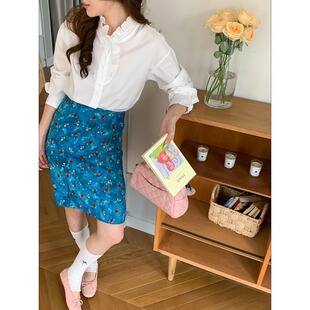 衬衫 海曼女装 木耳花边立领宽松长袖 法式 ZY4025 蓝岛之恋