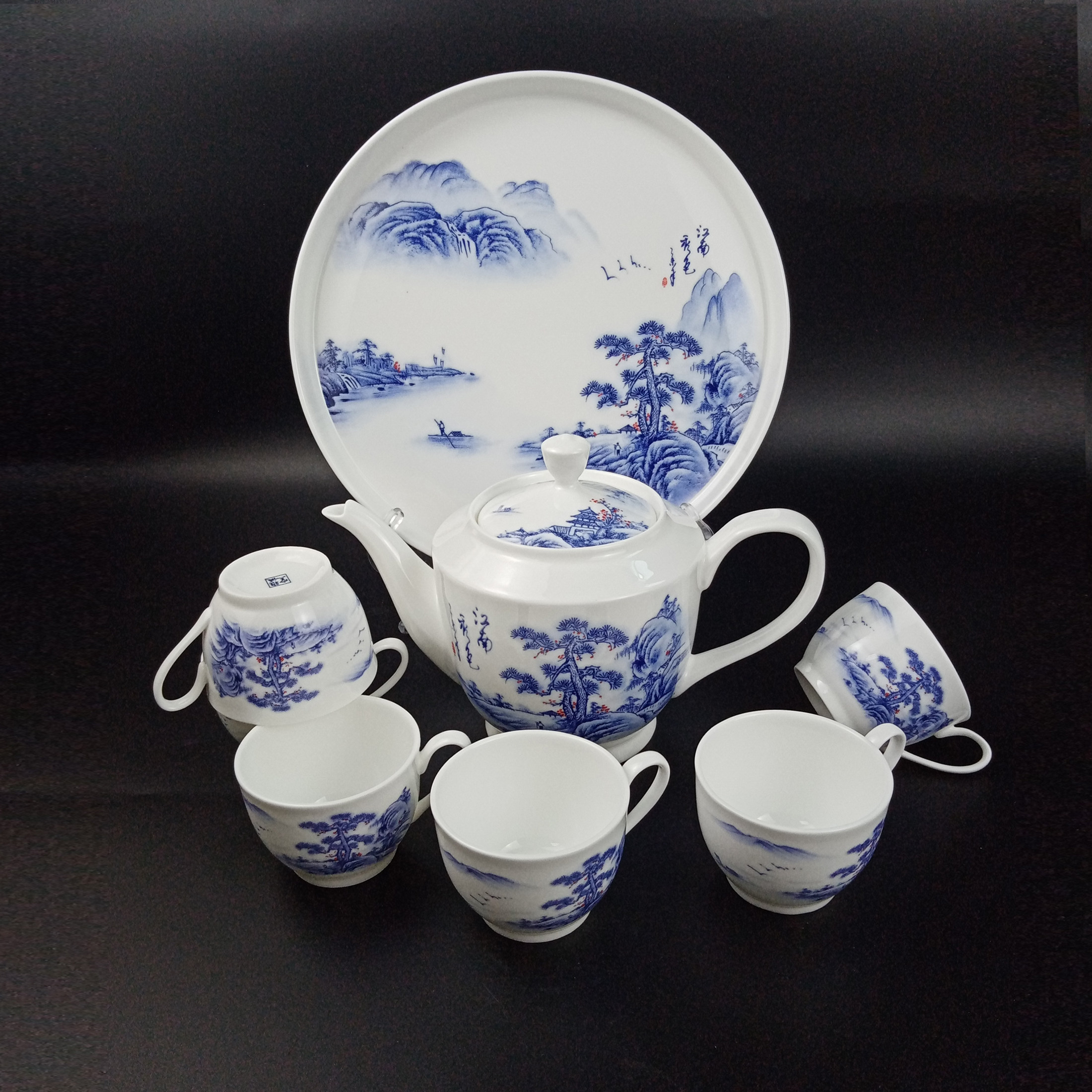 雅城骨瓷大号中茶具配盘 礼盒