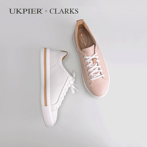 clarks休闲小白鞋平底系带板鞋