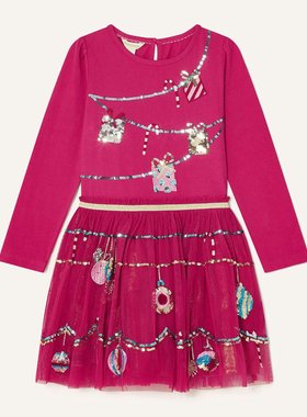 【国内现货】Monsoon 女童女孩红色圣诞长袖纱裙连衣裙