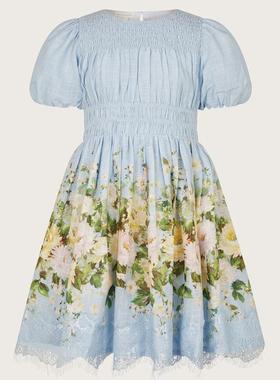 【国内现货】Monsoon 女童女孩蓝色花朵短袖连衣裙