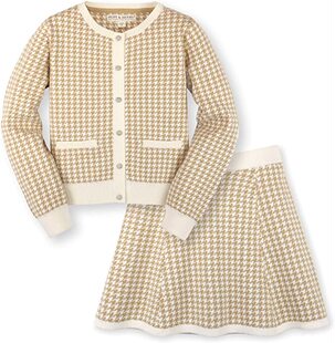 【国内现货 】Hope & Henry 女童女孩针织长袖外套+半身裙套装