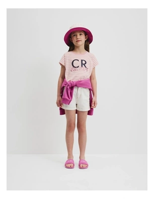 条纹T恤儿童字母短袖上衣全棉