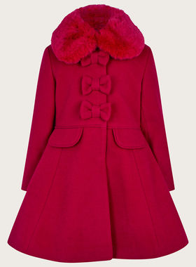 【国内现货】Monsoon 女童女孩红色蝴蝶结大衣