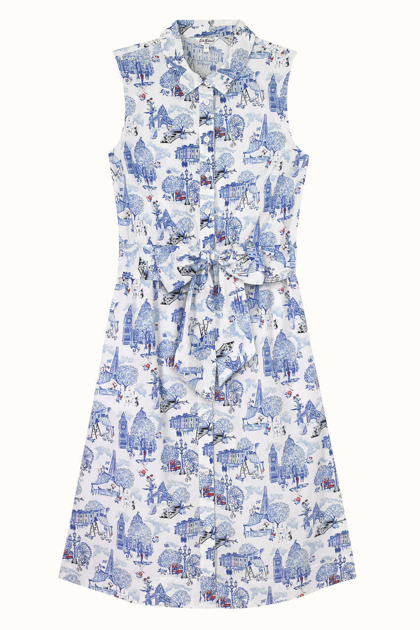 【国内现货】cath kidston 春夏30周年伦敦无袖全棉衬衫式连衣裙