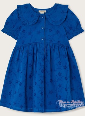 【国内现货】Monsoon 女童女孩蓝色蕾丝翻领连衣裙