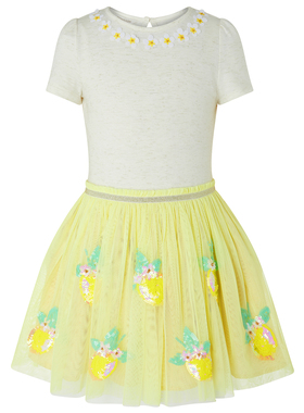 【国内现货】Monsoon 女童女孩短袖黄色菠萝纱裙连衣裙