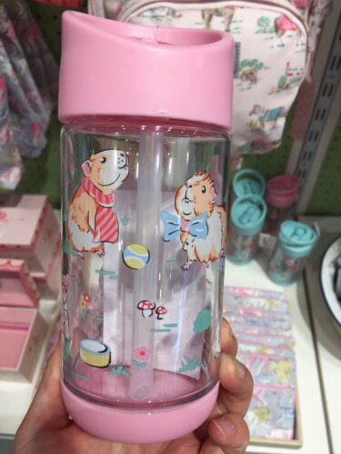 现货卡通风碎花330ml儿童吸管杯