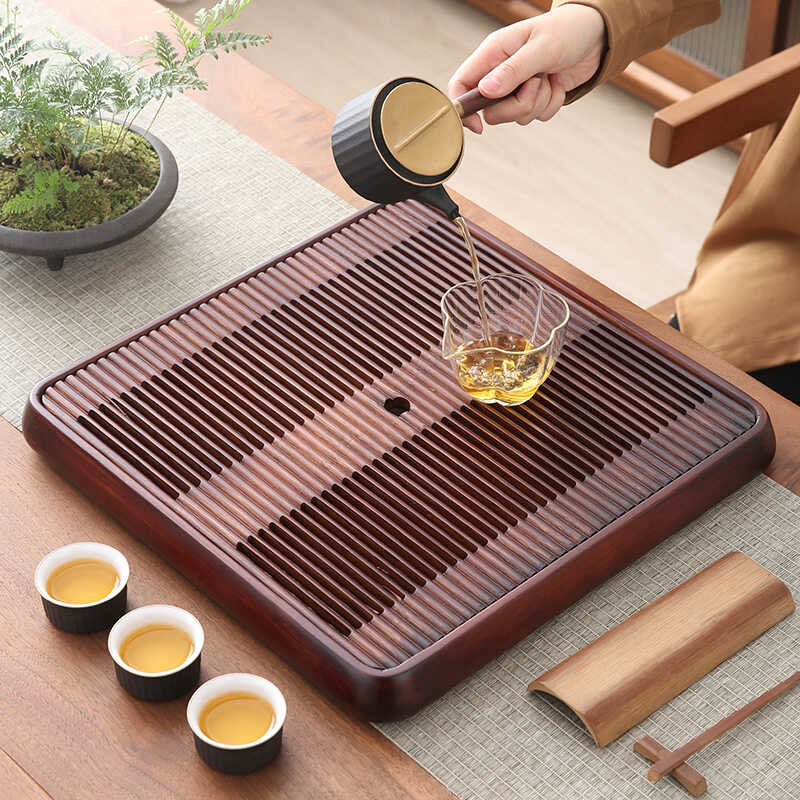 2024新款竹制禅语储排两用茶盘家用简约正方形干泡茶台茶具配件