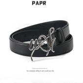 PAPR 原创设计百搭真皮腰带LOGO金属皮带女士时尚 扣头皮带