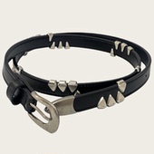 Borrowed Project金属爪扣铆钉腰带植鞣头层牛皮手工镶嵌针扣皮带