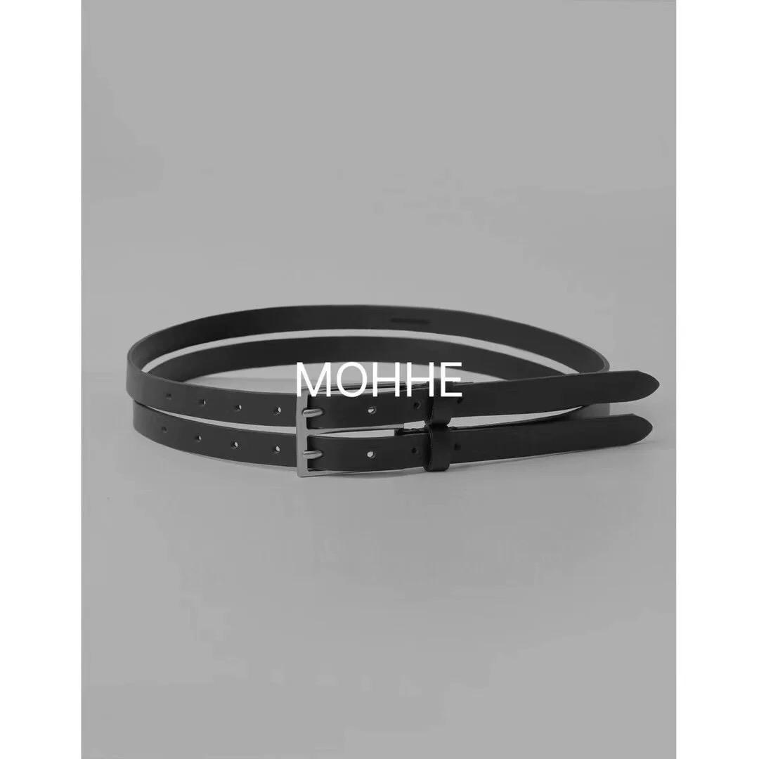 韩国东大门 mohhe 新款 百搭纯色双排个性皮带