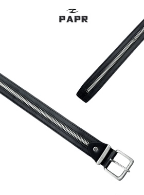 Papr 25ww Zipper Belt 洗水纳帕牛皮拉链腰带做旧金属皮带