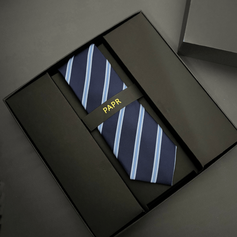 Papr联名系列克莱因蓝男士质感斜纹手打领带商务百搭衬衫配饰领带