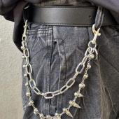 腰链男 链挂饰两用项链先锋嘻哈裤 Papr美式 新潮黑暗朋克金属子弹裤