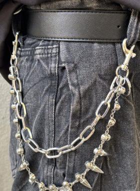 Papr美式新潮黑暗朋克金属子弹裤链挂饰两用项链先锋嘻哈裤腰链男