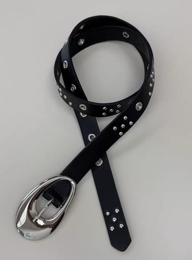 Papr25SS/WAYNEPRINCE复古金属铆钉朋克腰带装饰设计感百搭皮带潮