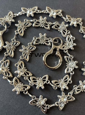 Papr原创金属腰链 「纯手工现货」闪银宽蝴蝶cleanfit银宝石裤链