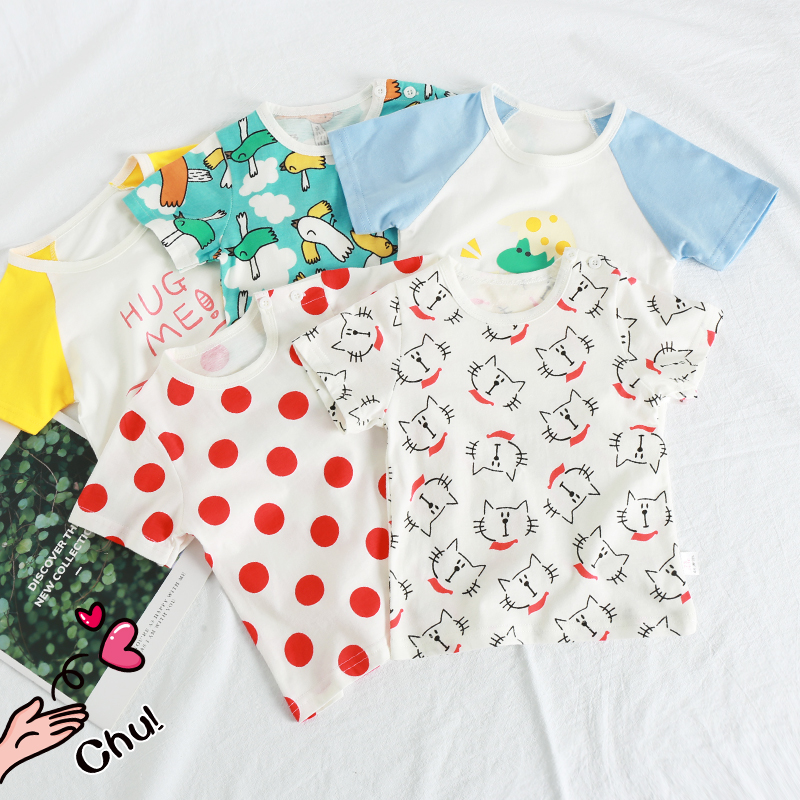 宝宝T恤短袖纯棉女小童婴儿夏装上衣夏季男儿童半袖打底衫卡通薄|ruв категории Детская одежда, футболка - от Buy2taobao.com для оказания профессиональной услуги покупки агента Taobao