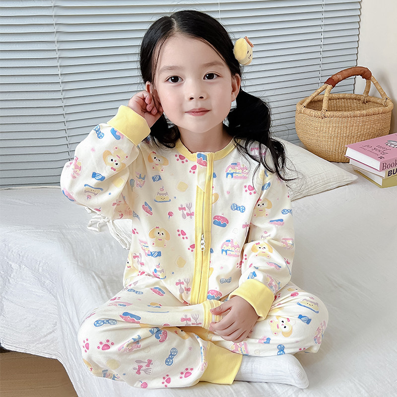 儿童连体睡衣春秋男女童纯棉家居服防踢护肚婴儿睡袋长袖四季通用,童装/婴儿装/亲子装,家居服连体衣,淘宝优惠券,粉丝福利购,淘宝优惠卷