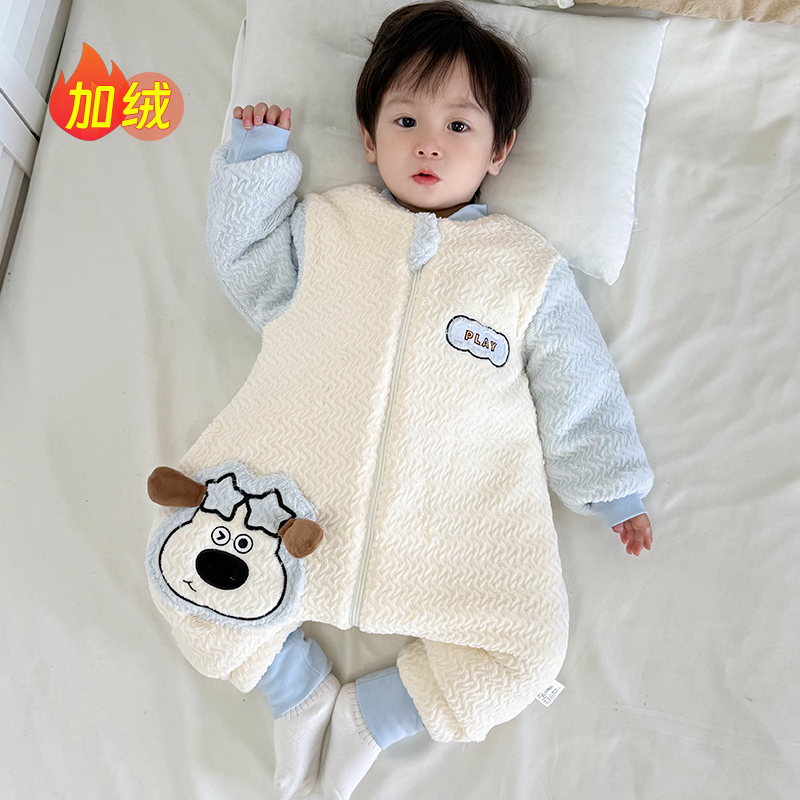 冬季儿童连体睡衣加绒款超萌睡袋