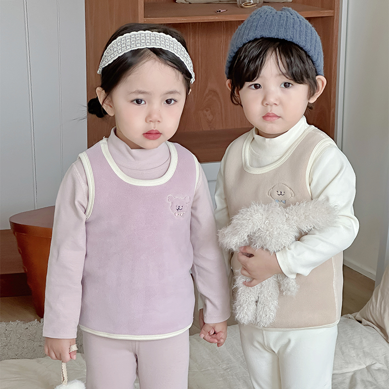 宝宝保暖背心秋冬款薄绒内搭马甲