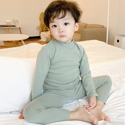 中高领儿童内衣套装全棉保暖秋衣