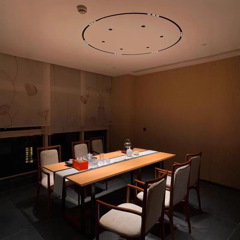 弧形环形明装暗装圆形磁吸轨道灯嵌入式无主灯客厅订制线条灯锦枫