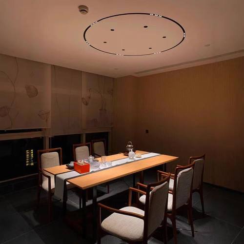 弧形环形明装暗装圆形磁吸轨道灯嵌入式无主灯客厅订制线条灯锦枫