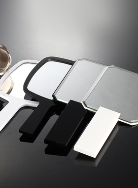 可来图定制logo图案广告手柄镜亚克力黑色镜子手持镜纹绣镜美容镜