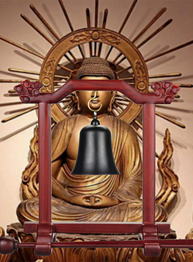 法会木质法器吊钟架仿古帝钟帝钟锤地钟架三件套包邮
