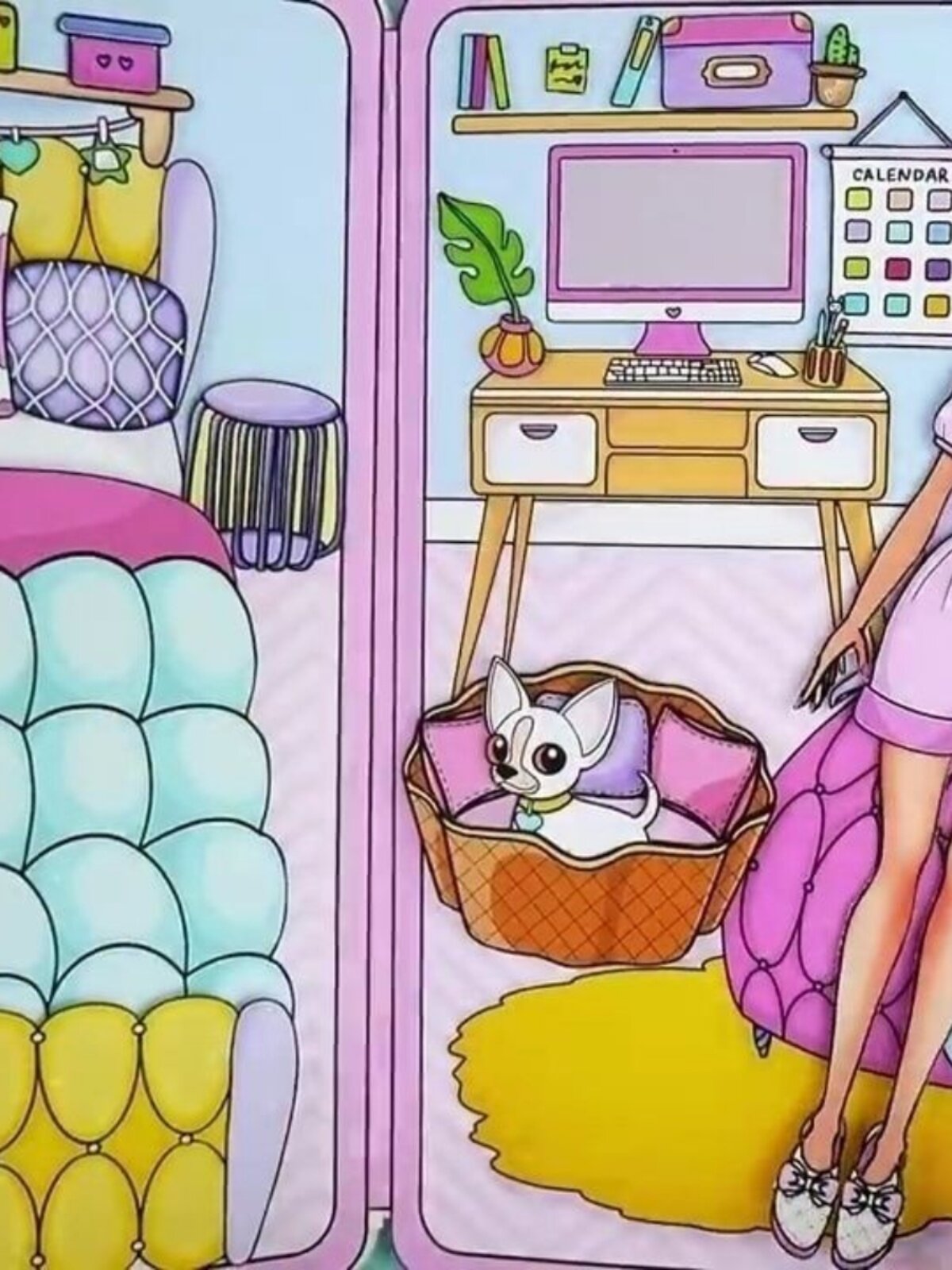 NEW DOLLS HOUSE DRESS-UP DOLL ROLE-PLAYING HANDMADE DIY HOMEMADE CHILDRENS TOY GAME QUIET BOOK. CUT-FREE