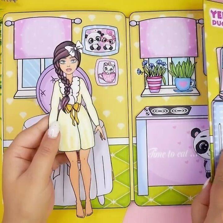 PANDA DOLLS HOUSE DRESS UP PAPER DOLLS FUN DECOMPRESSION TOY GAMES QUIET BOOK ROLE PLAYING