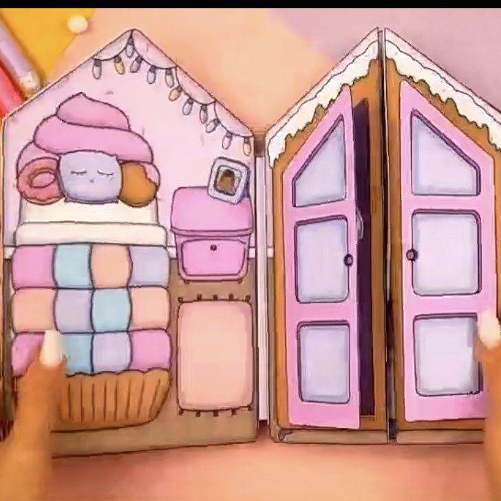 DIY PAPER ART MATERIAL PRINTING SWEET CANDY HOUSE 13 SHEETS UNFINISHED QUIET BOOK POP-UP BOOK PRODUCTION